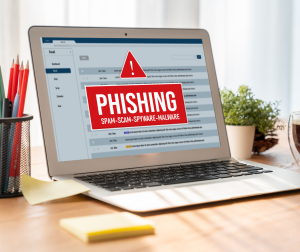 Example of a phishing email showing suspicious links and urgent messages.