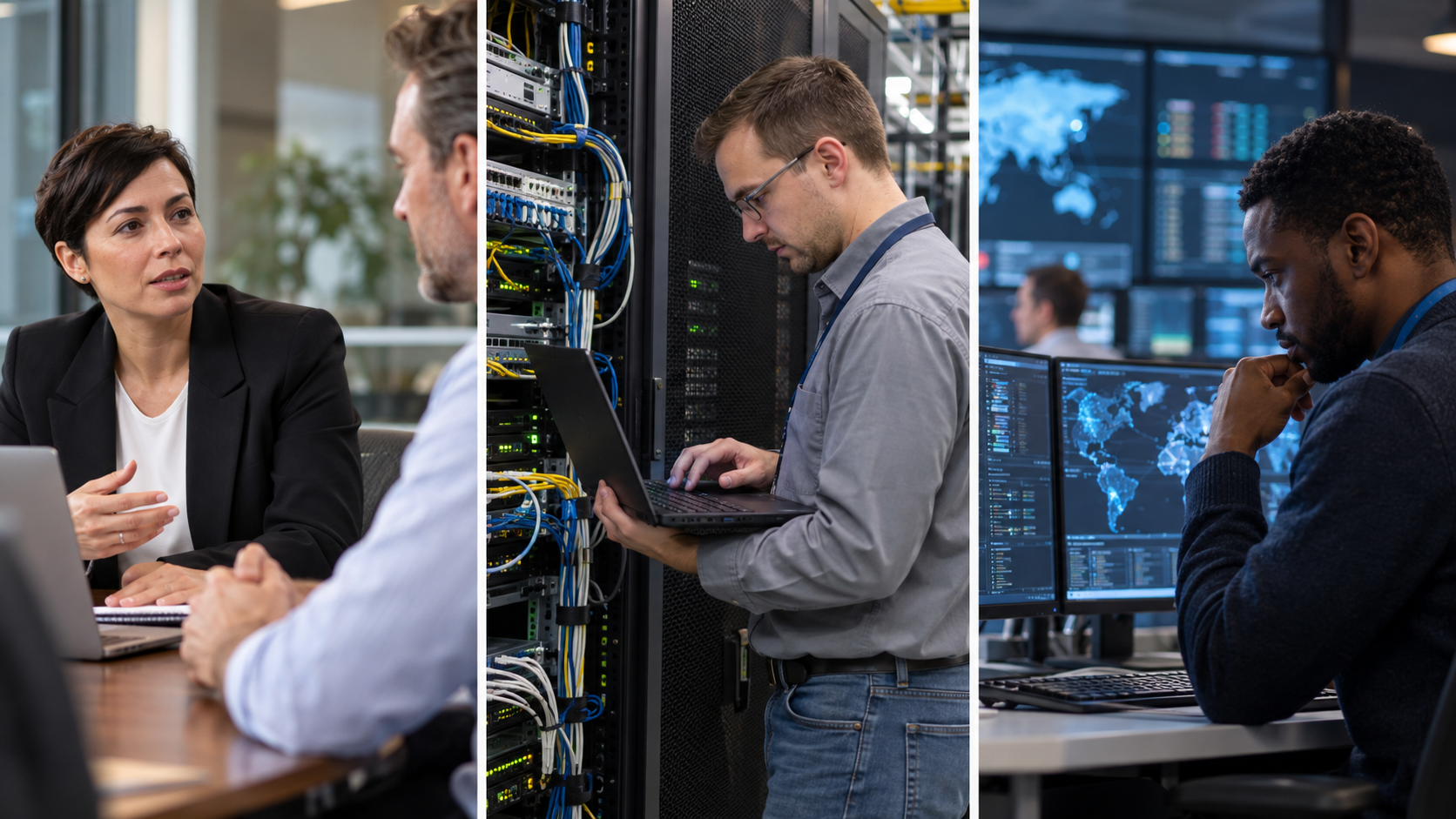 Comparison of in-house IT, reactive IT support, and Managed IT services for businesses.